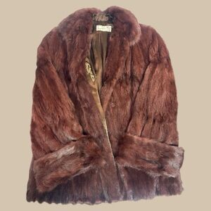 Vintage Mink Fur Coat Brown Size Large